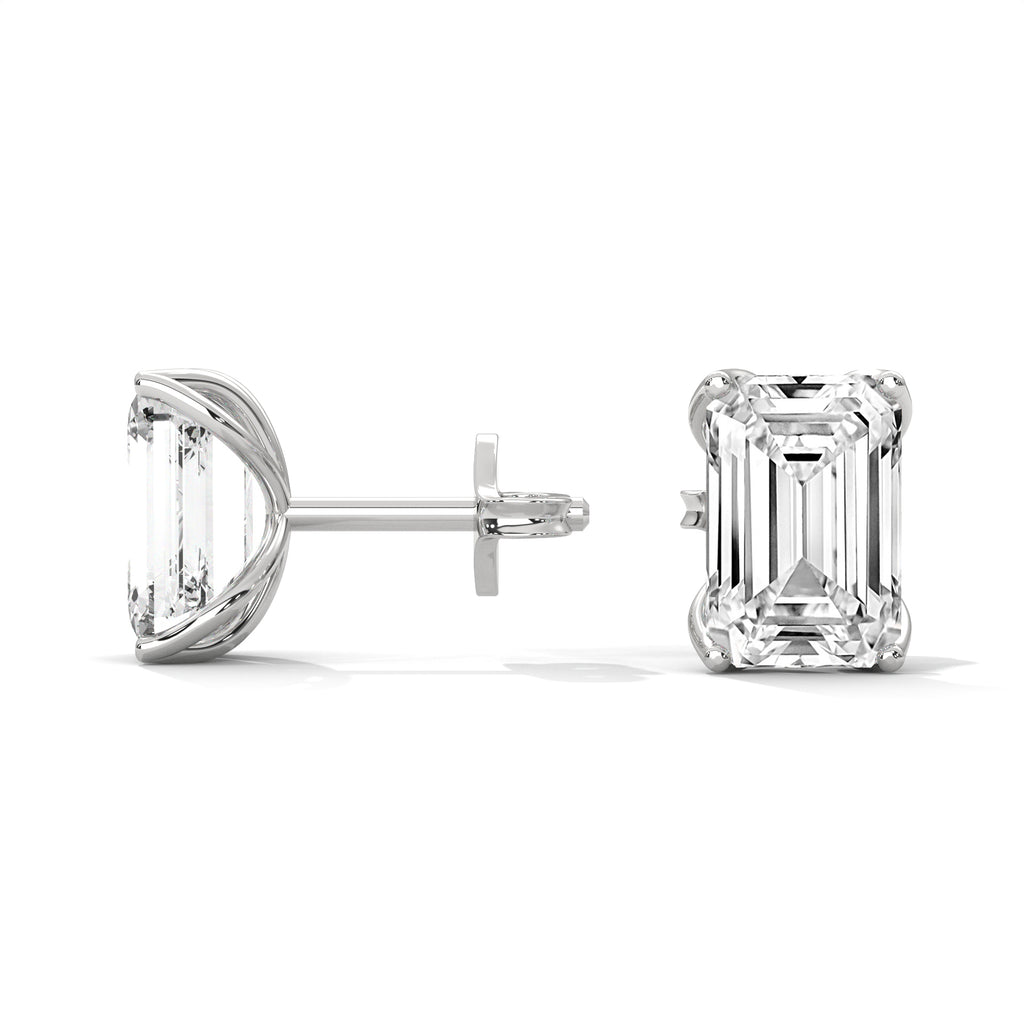 Emerald Cut Solitaire Diamond Stud Earrings