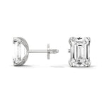 Emerald Cut Solitaire Diamond Stud Earrings