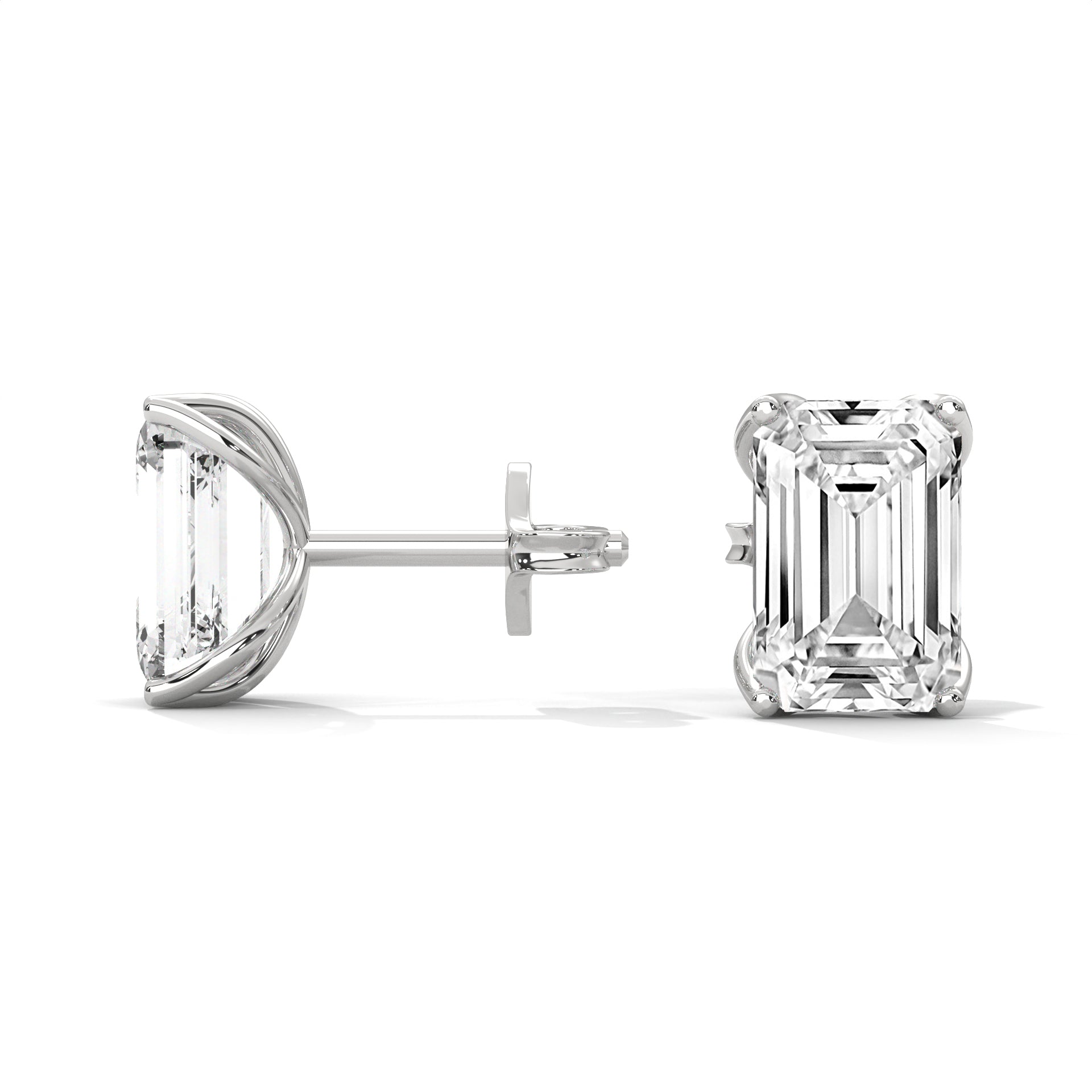Emerald Cut Solitaire Diamond Stud Earrings