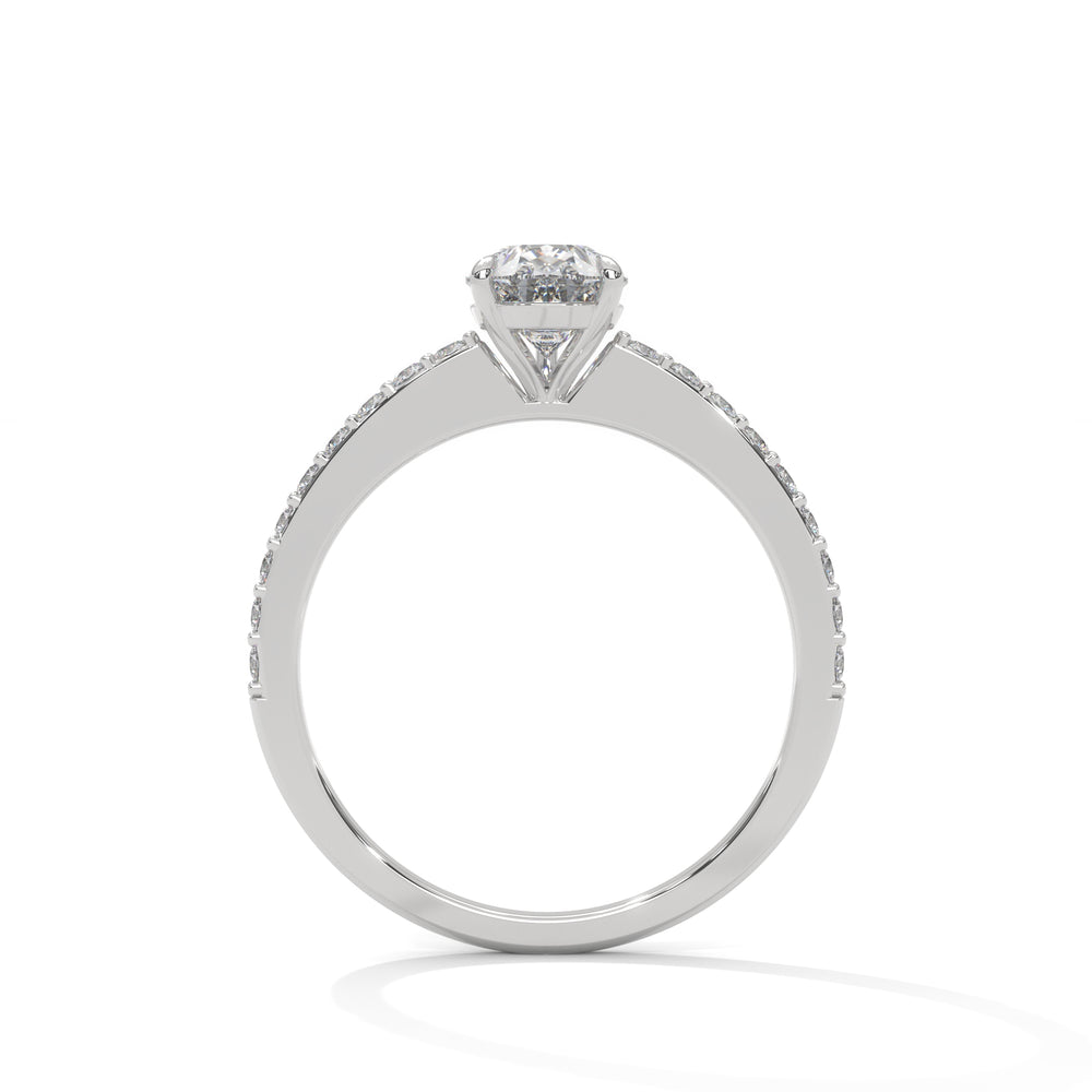 Pear Cut Diamond Pavé Engagement Ring