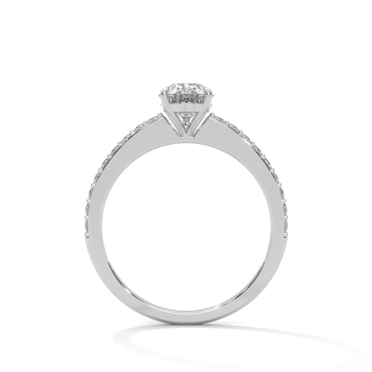Pear Cut Diamond Pavé with Pavé Band Engagement Ring – view 2 of 9, lab grown diamond band | Jewelix Atelier
