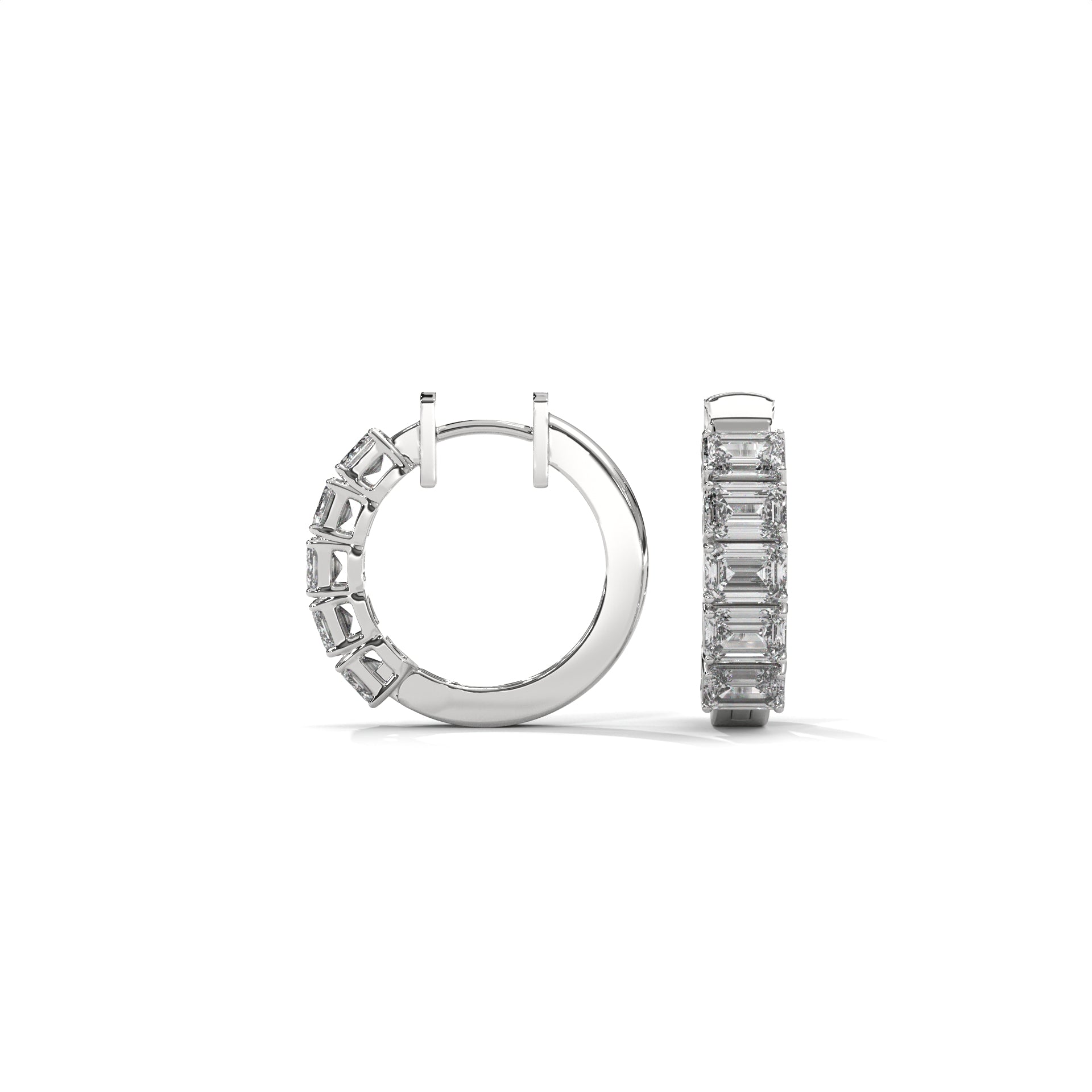 Emerald Cut Diamond Hoop Earrings
