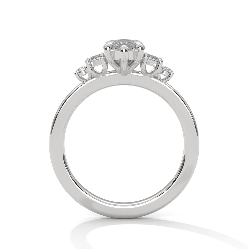 Marquise Cut Three Stone Diamond Engagement Ring