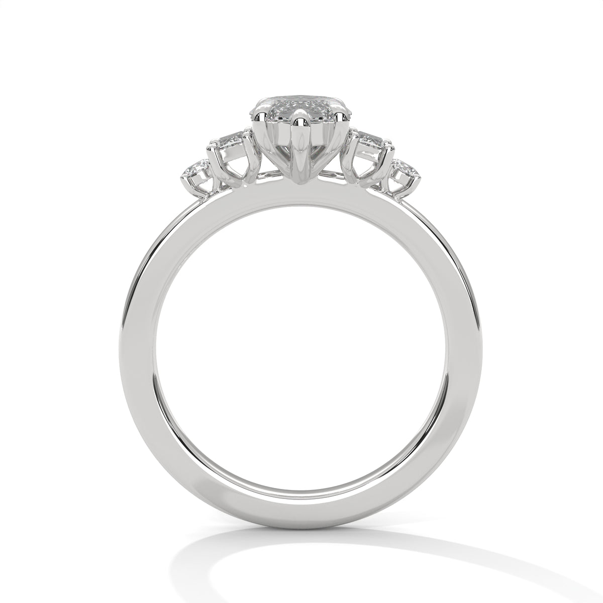 1.85 CTW Marquise Cut Three Stone Lab Grown Diamond Engagement Ring – Style MJR2605377 – view 7 of 9 | Jewelix Atelier