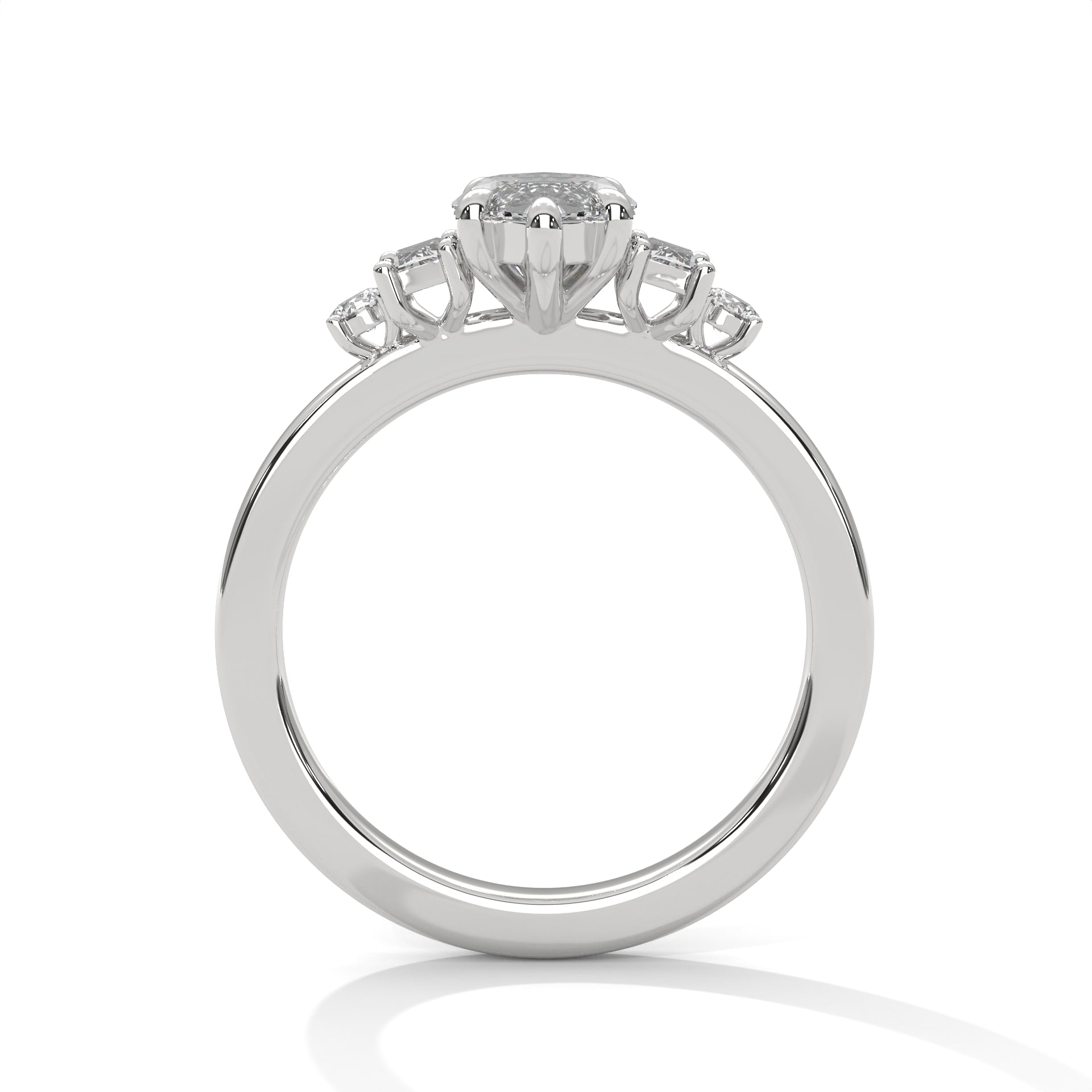 Marquise Cut Three Stone Diamond Engagement Ring