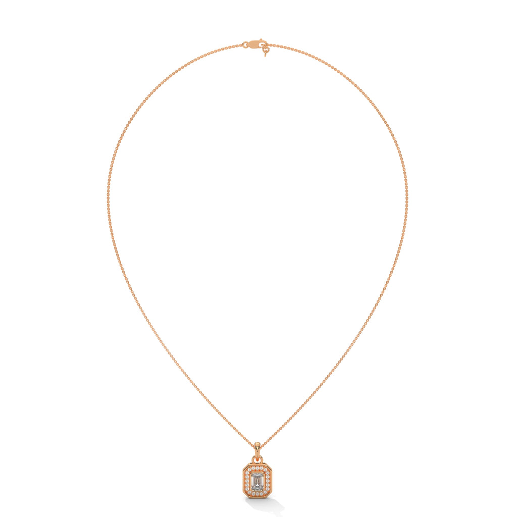 Emerald Halo Diamond Pendant