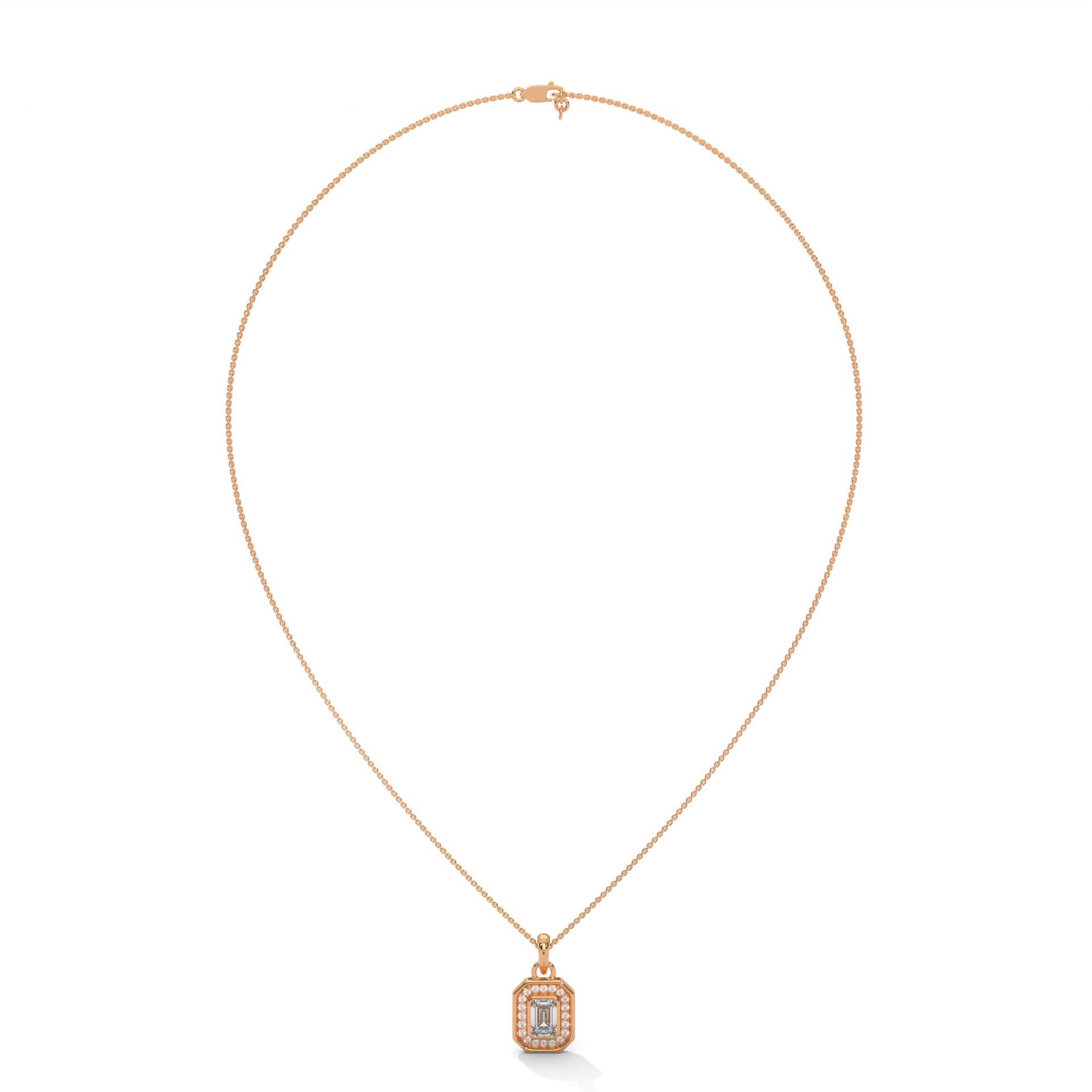 Emerald Halo Diamond Pendant
