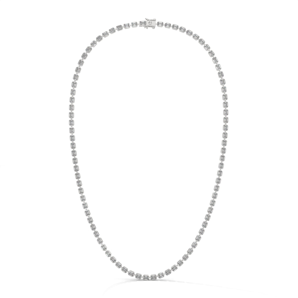 Emerald Cut Diamond Tennis Necklace
