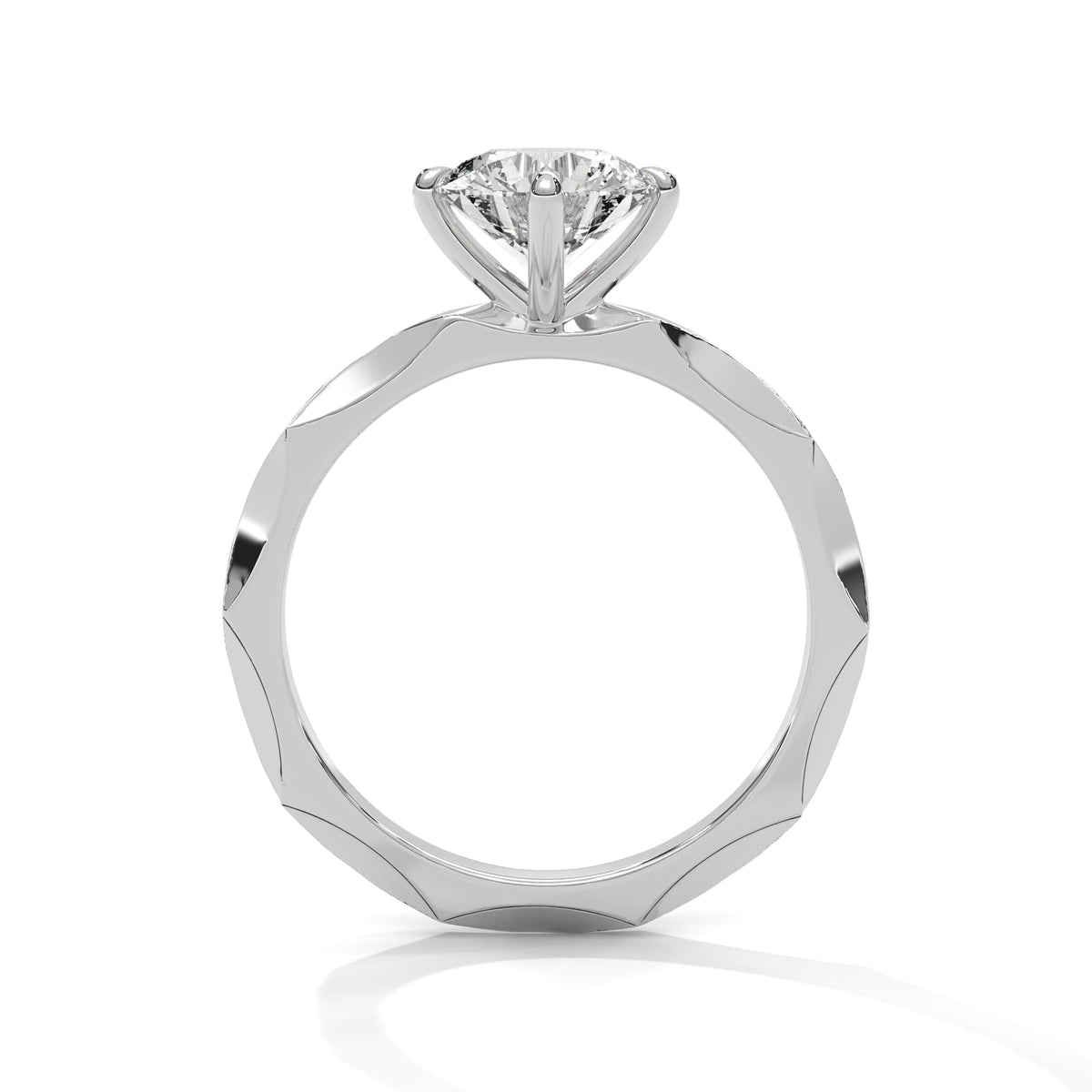 Round brilliant solitaire engagement ring, detail view — Jewelix Atelier