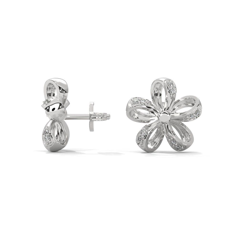 Open Floral Diamond Stud Earrings