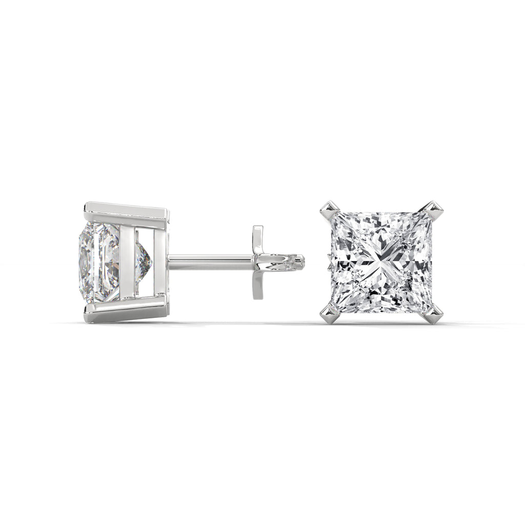 Princess Cut Solitaire Diamond Stud Earrings