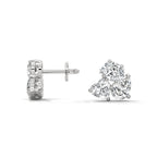 Mixed Shape Diamond Cluster Stud Earrings