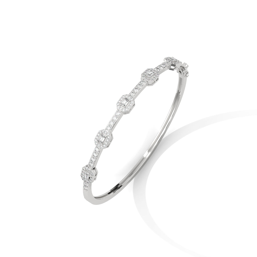Emerald & Round Diamond Geometric Bracelet