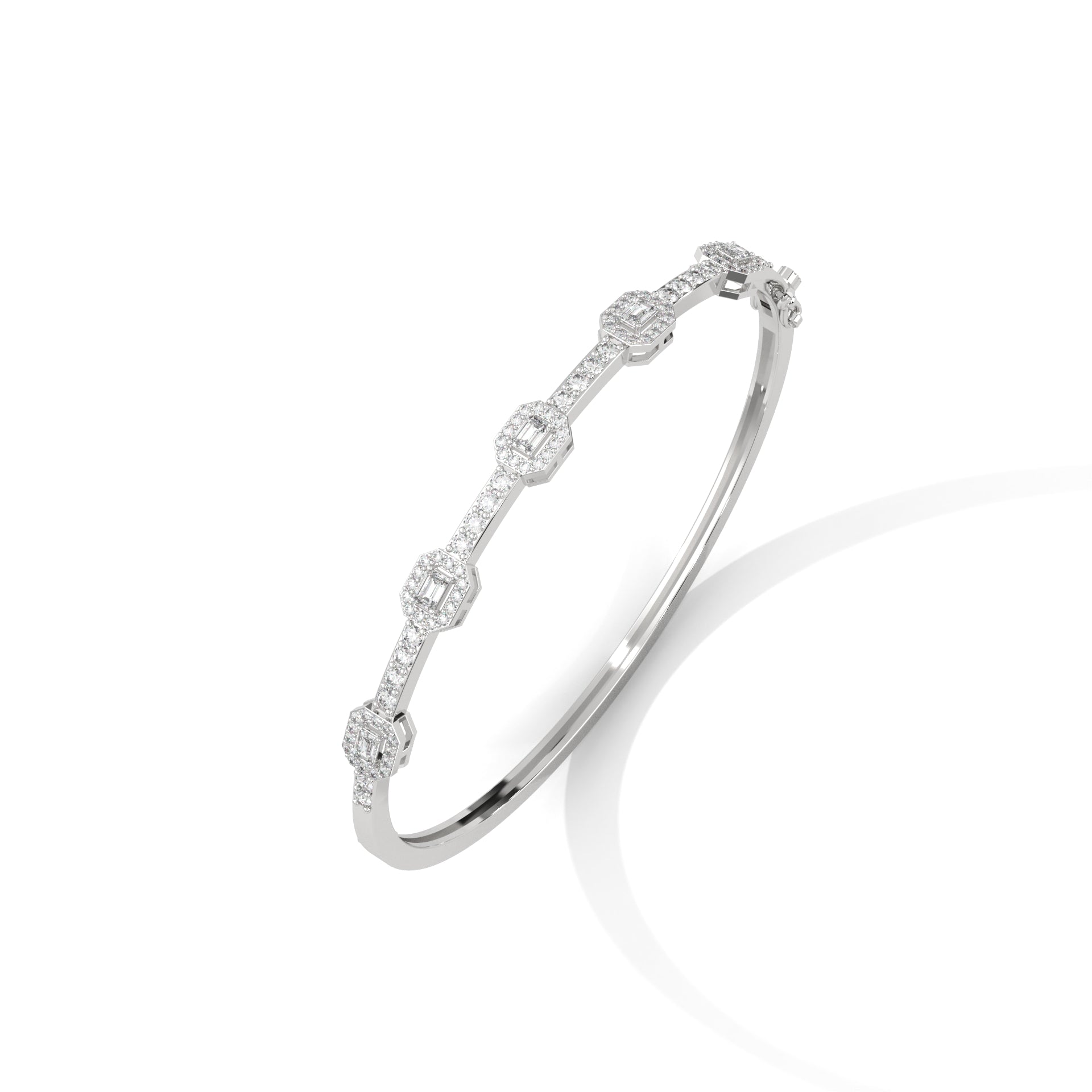 Emerald & Round Diamond Geometric Bracelet