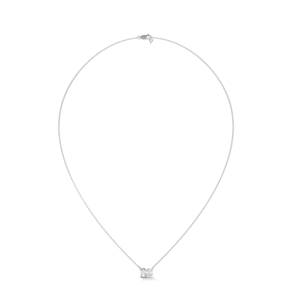 Emerald & Round Diamond Two Stone Pendant