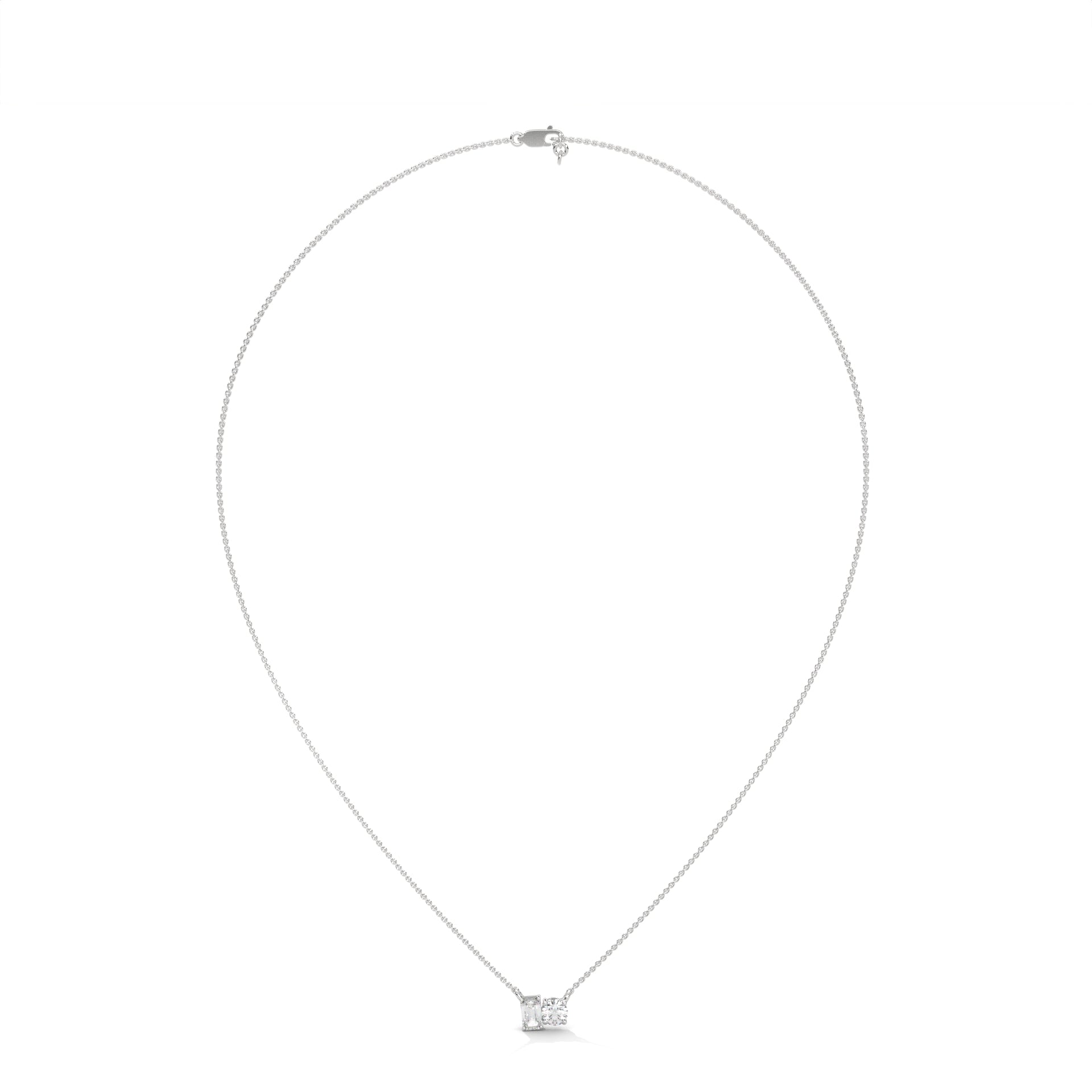 Emerald & Round Diamond Two Stone Pendant