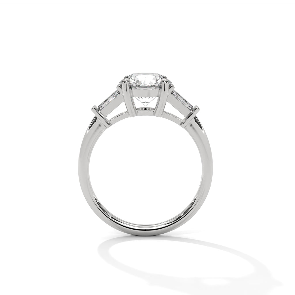 Round Diamond Three Stone Engagement Ring