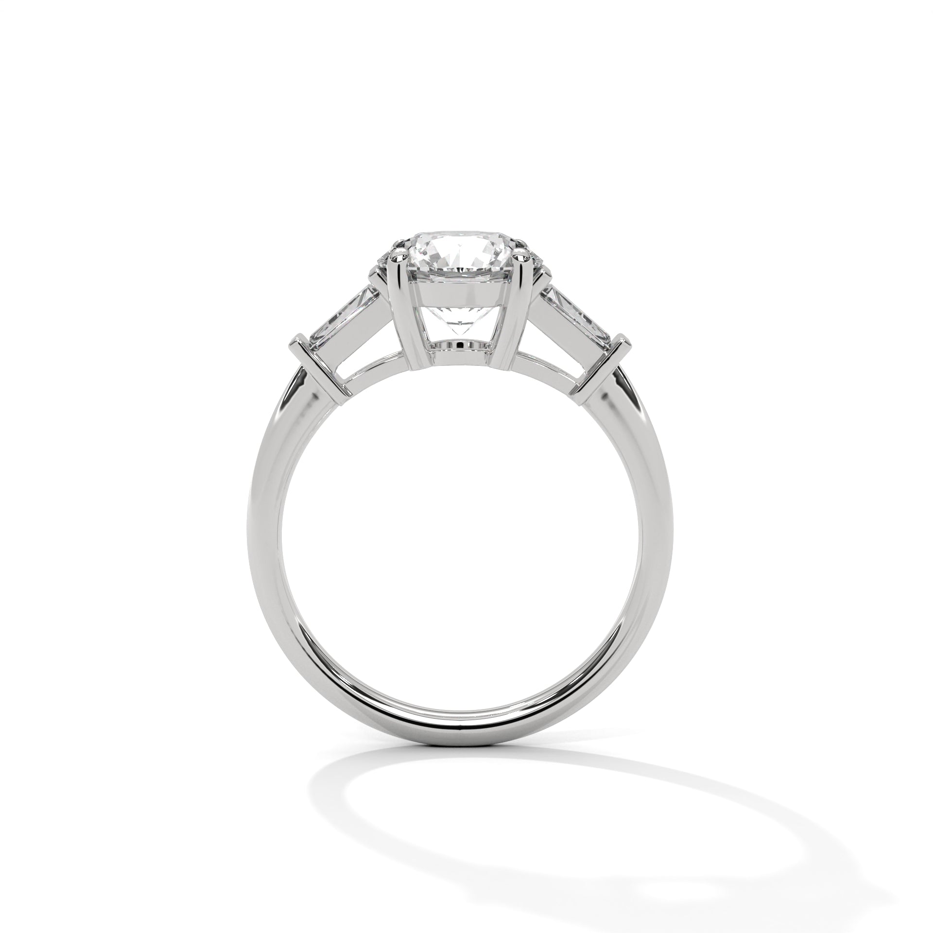 Round Diamond Three Stone Engagement Ring