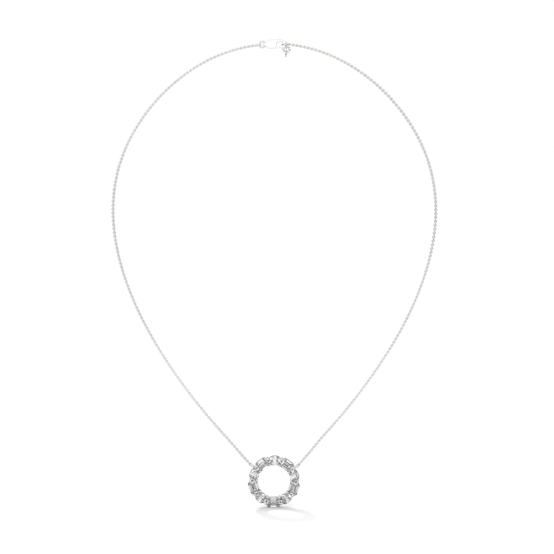 Emerald & Oval Diamond Circle Pendant