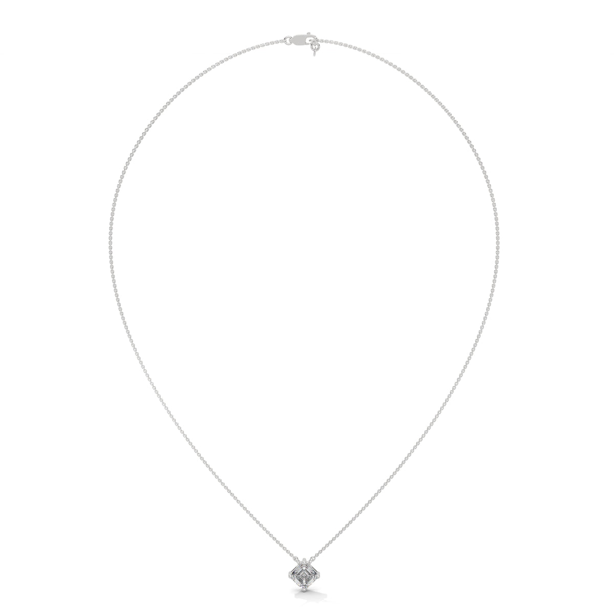 Asscher Solitaire Diamond Pendant – view 3 of 9, lab grown diamond necklace | Jewelix Atelier