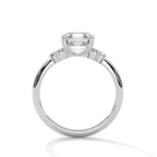 Asscher Cut Three Stone Diamond Engagement Ring
