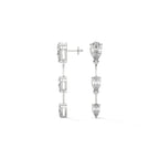 Pear Cut Three Station Drop Diamond Earrings