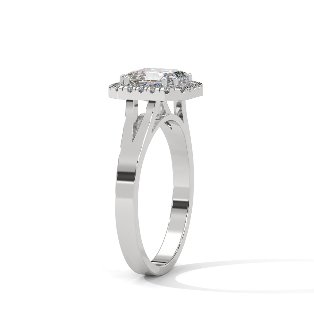 Asscher Cut Diamond Halo Engagement Ring