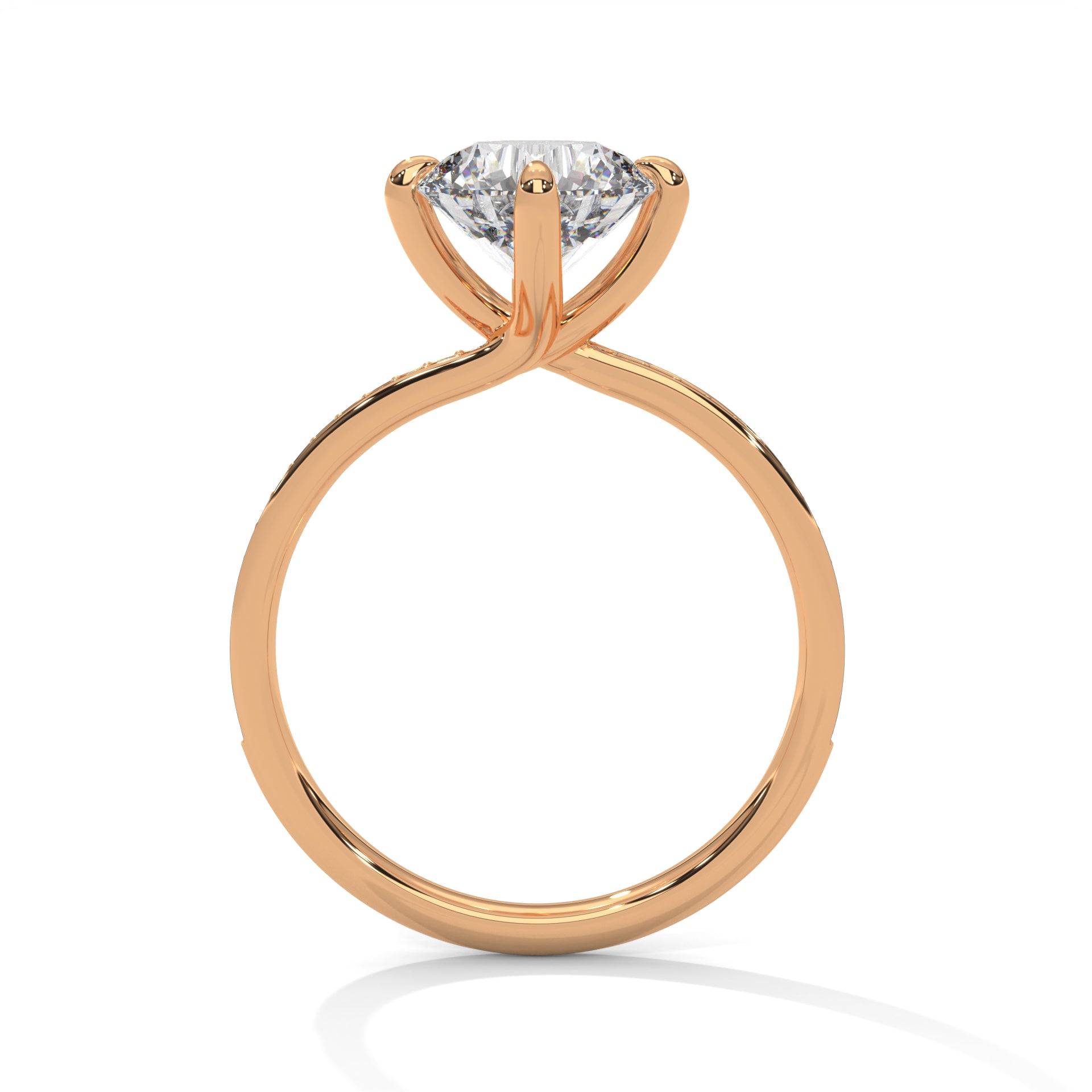 Round Cut Diamond Pavé Engagement Ring