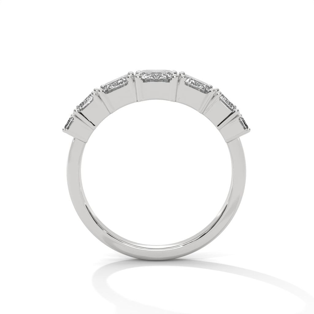 Graduated Emerald Cut Seven Stone Diamond Ring