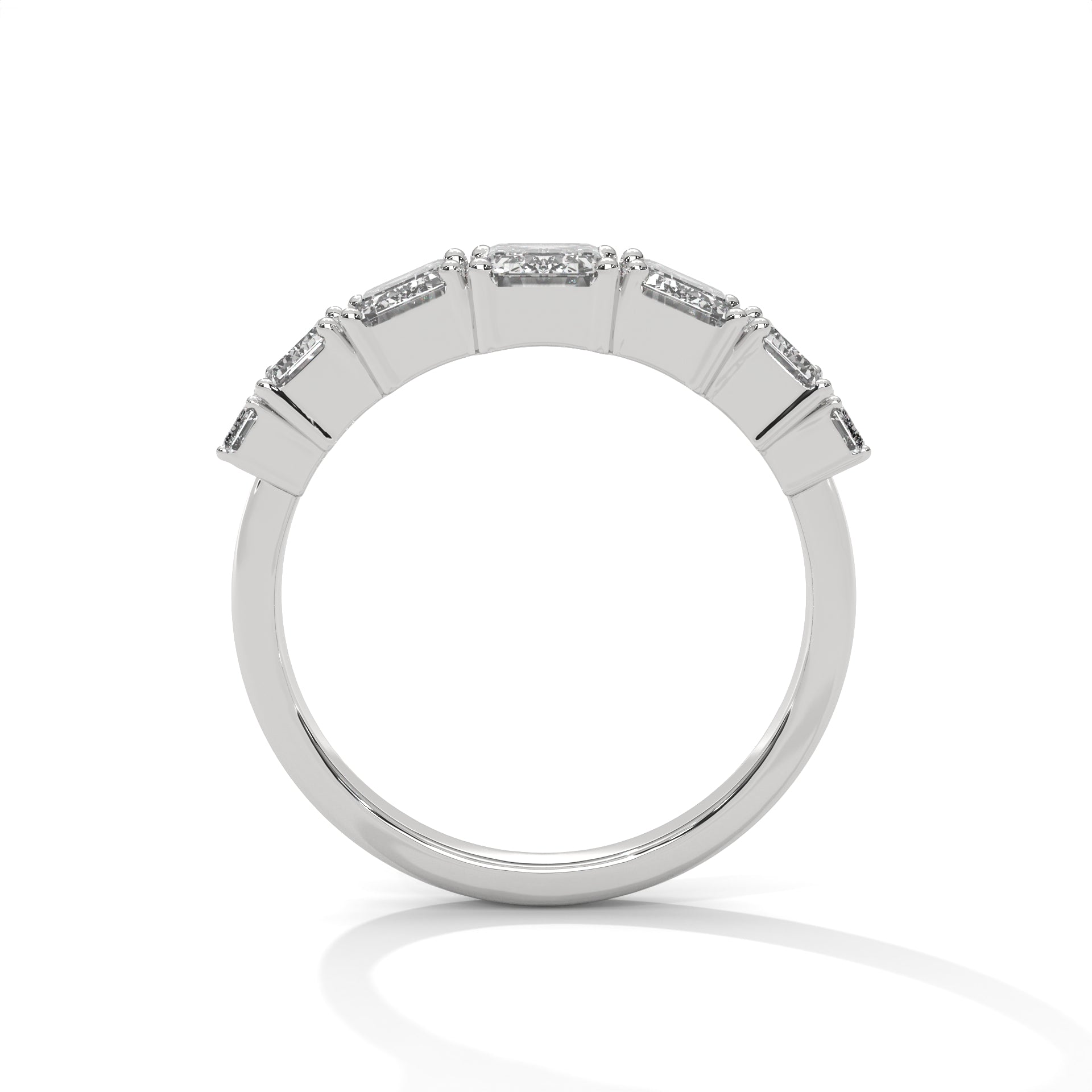 Graduated Emerald Cut Seven Stone Diamond Ring