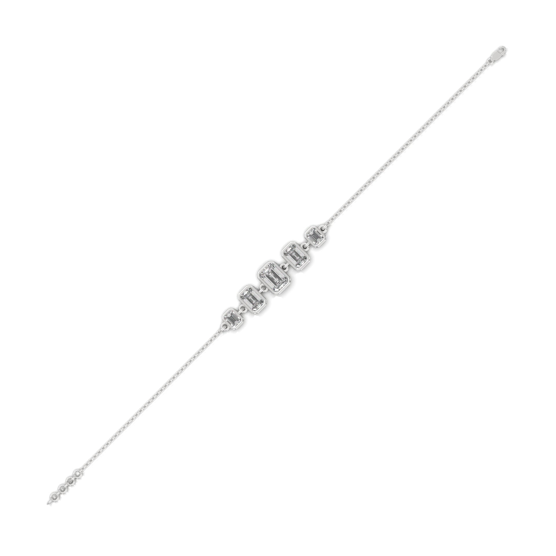 Emerald Cut Five Stone Diamond Bracelet