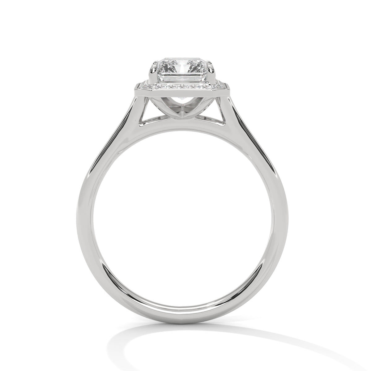Emerald Cut Diamond Halo Engagement Ring – view 3 of 9, lab grown diamond ring | Jewelix Atelier