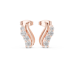 Curved Diamond Ear Climber Stud Earrings