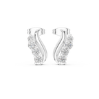 Curved Diamond Ear Climber Stud Earrings