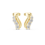 Curved Diamond Ear Climber Stud Earrings