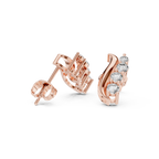 Curved Diamond Ear Climber Stud Earrings
