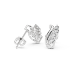 Curved Diamond Ear Climber Stud Earrings