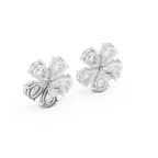 Floral Pear Diamond Statement Stud Earrings