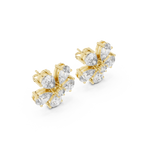Floral Pear Diamond Statement Stud Earrings