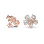 Floral Pear Diamond Statement Stud Earrings