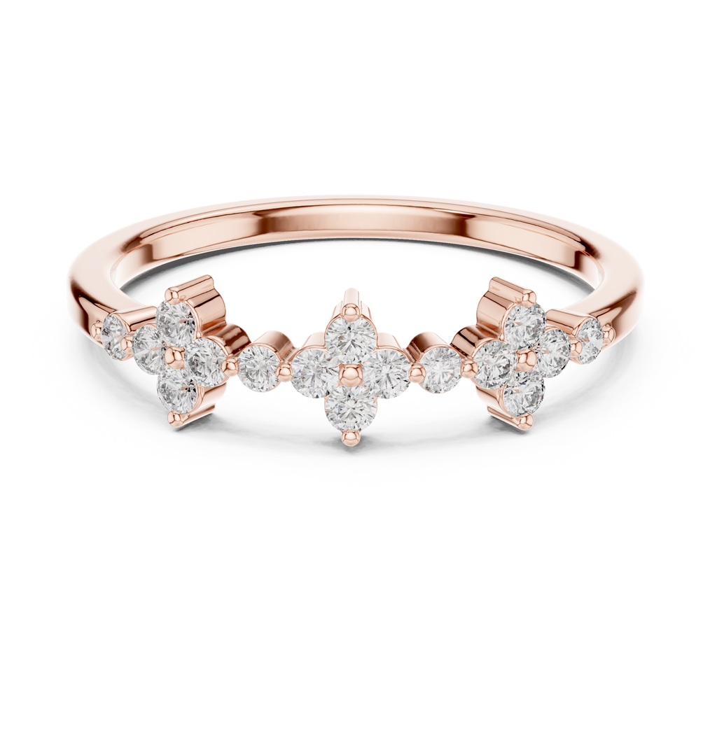 Floral Diamond Cluster Ring in Sterling Silver