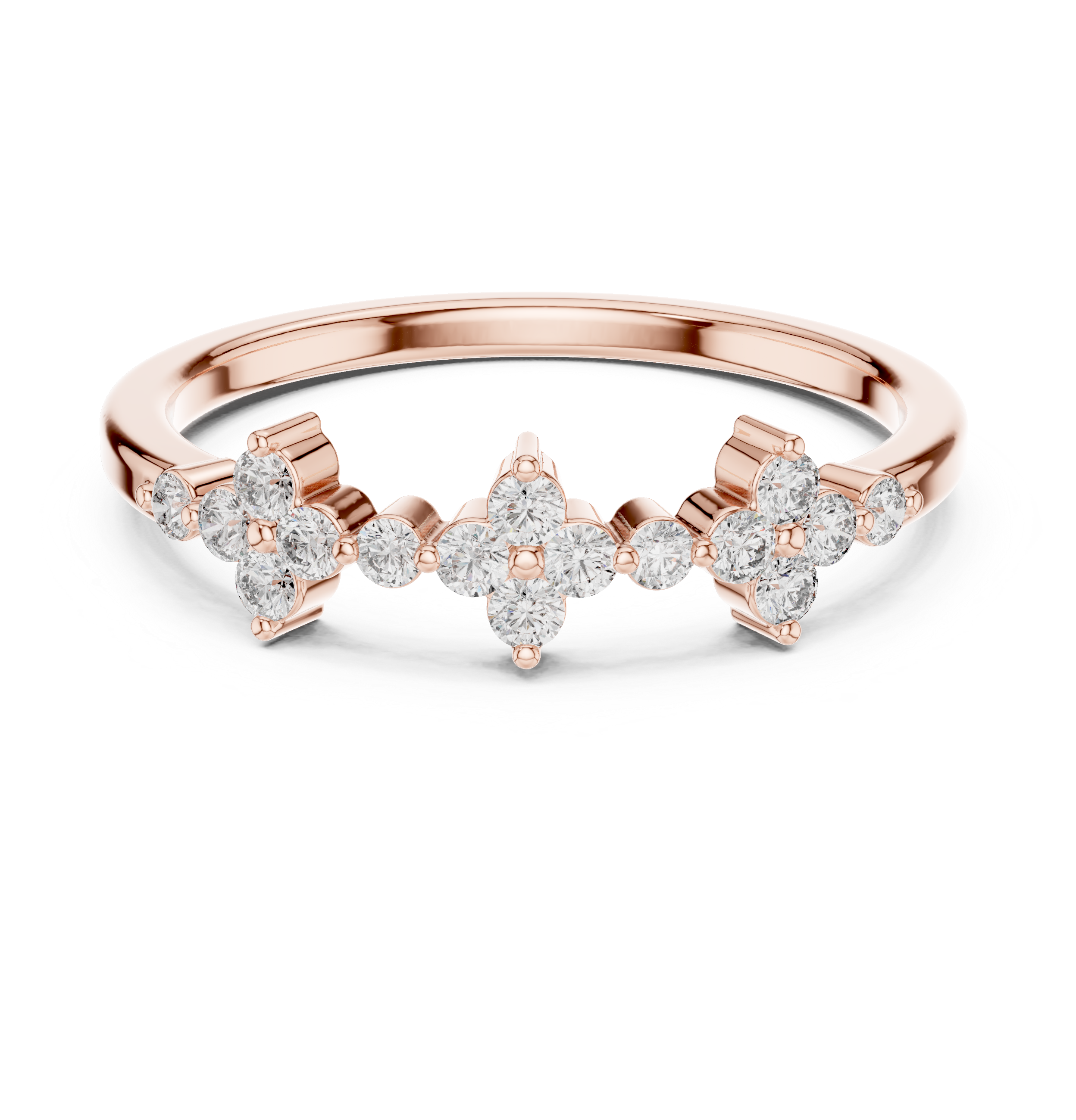 Floral Diamond Cluster Ring in Sterling Silver