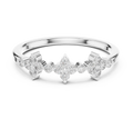 Floral Diamond Cluster Ring in Sterling Silver