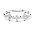 Floral Diamond Cluster Ring in Sterling Silver