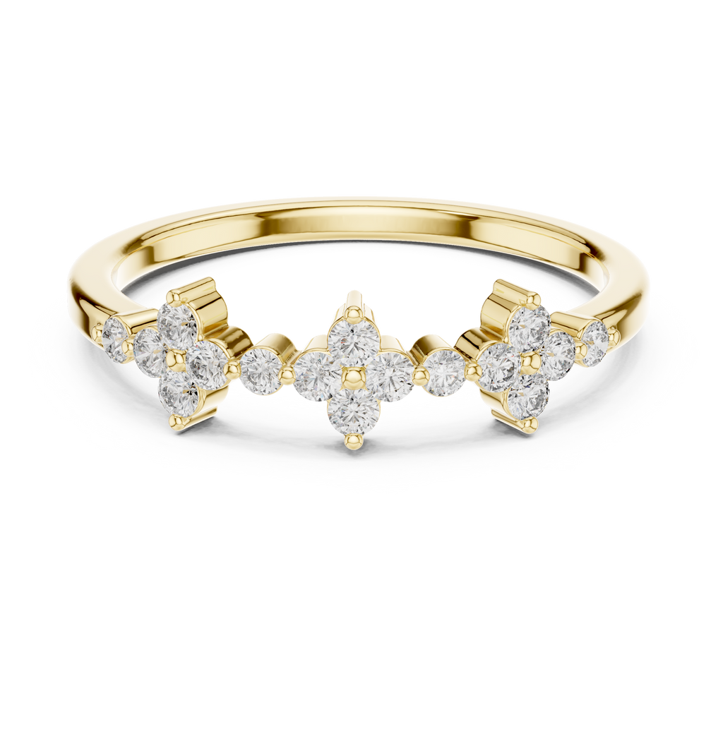 Floral Diamond Cluster Ring in Sterling Silver