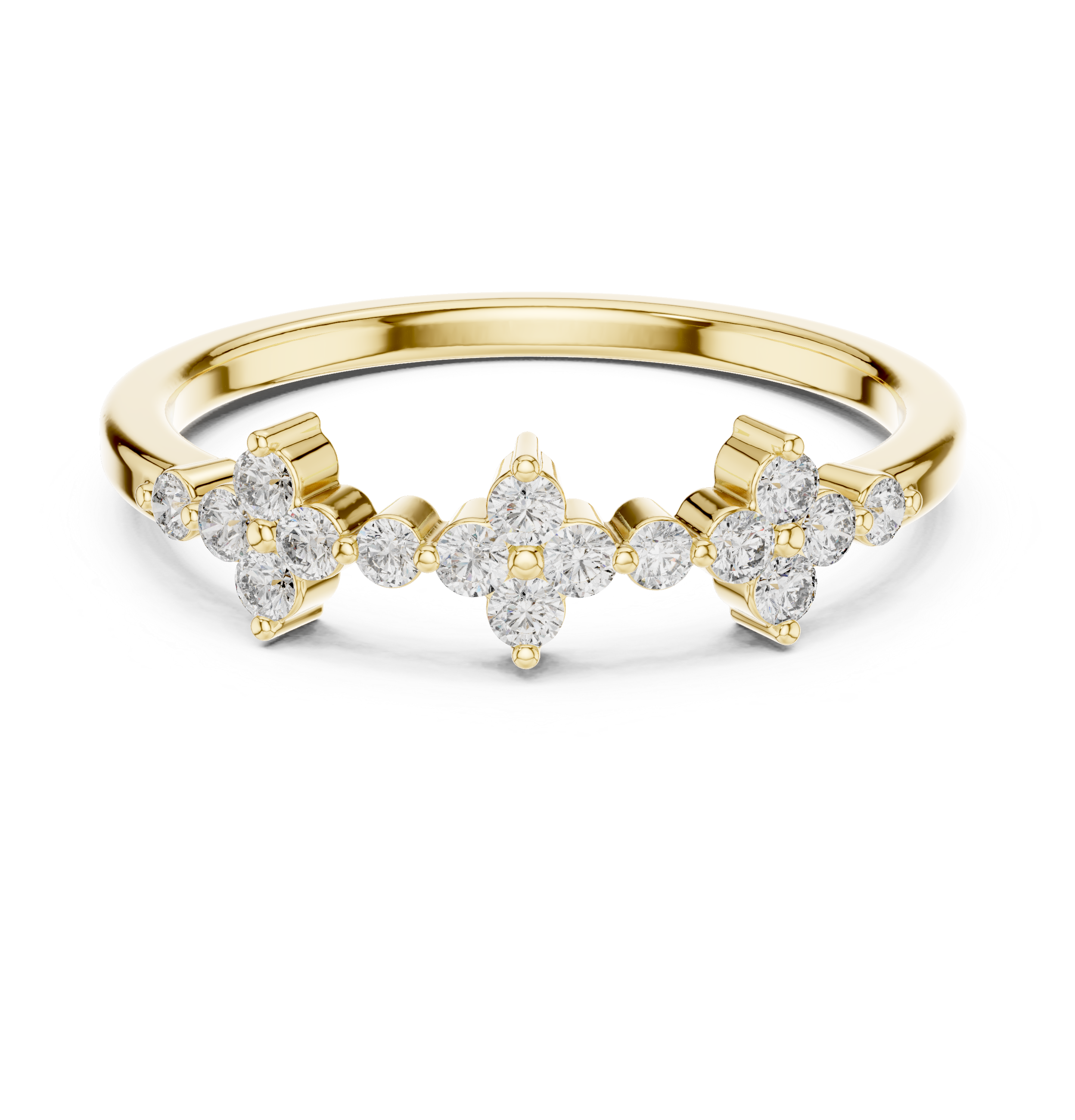 Floral Diamond Cluster Ring in Sterling Silver