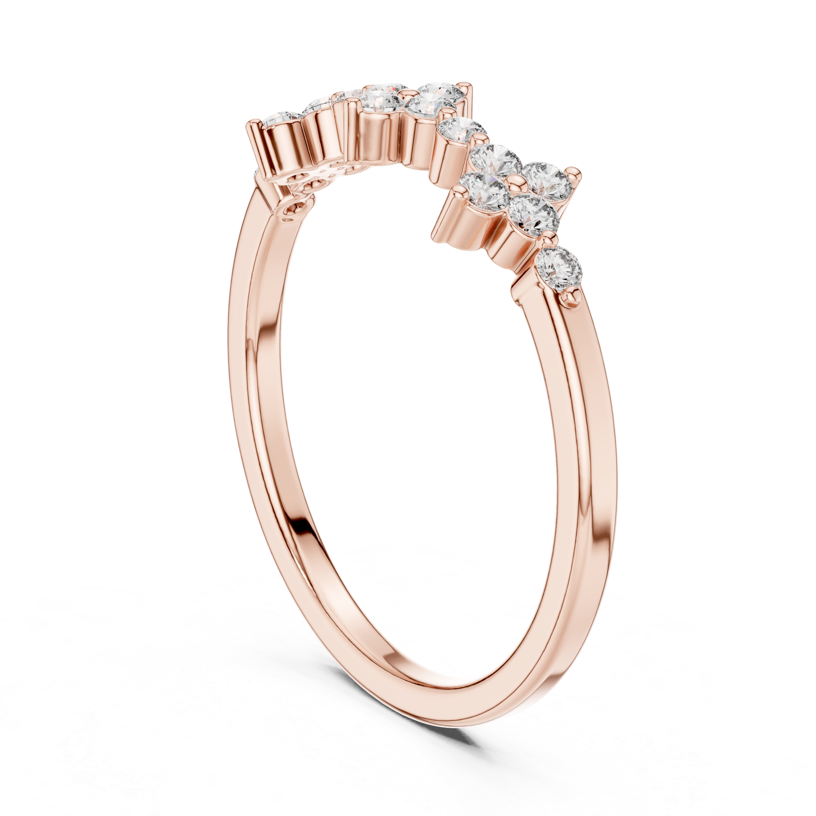 Floral Diamond Cluster Ring in Sterling Silver