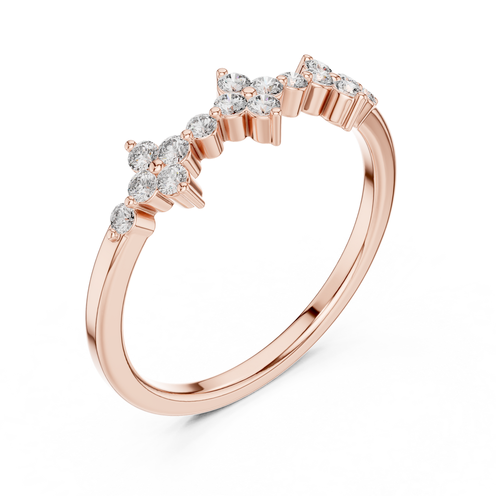 Floral Diamond Cluster Ring in Sterling Silver