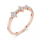 Floral Diamond Cluster Ring in Sterling Silver