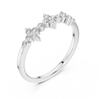 Floral Diamond Cluster Ring in Sterling Silver